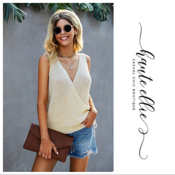 Creme Dela Creme Faux Wrap Tank Sweater - Picture 2 of 3